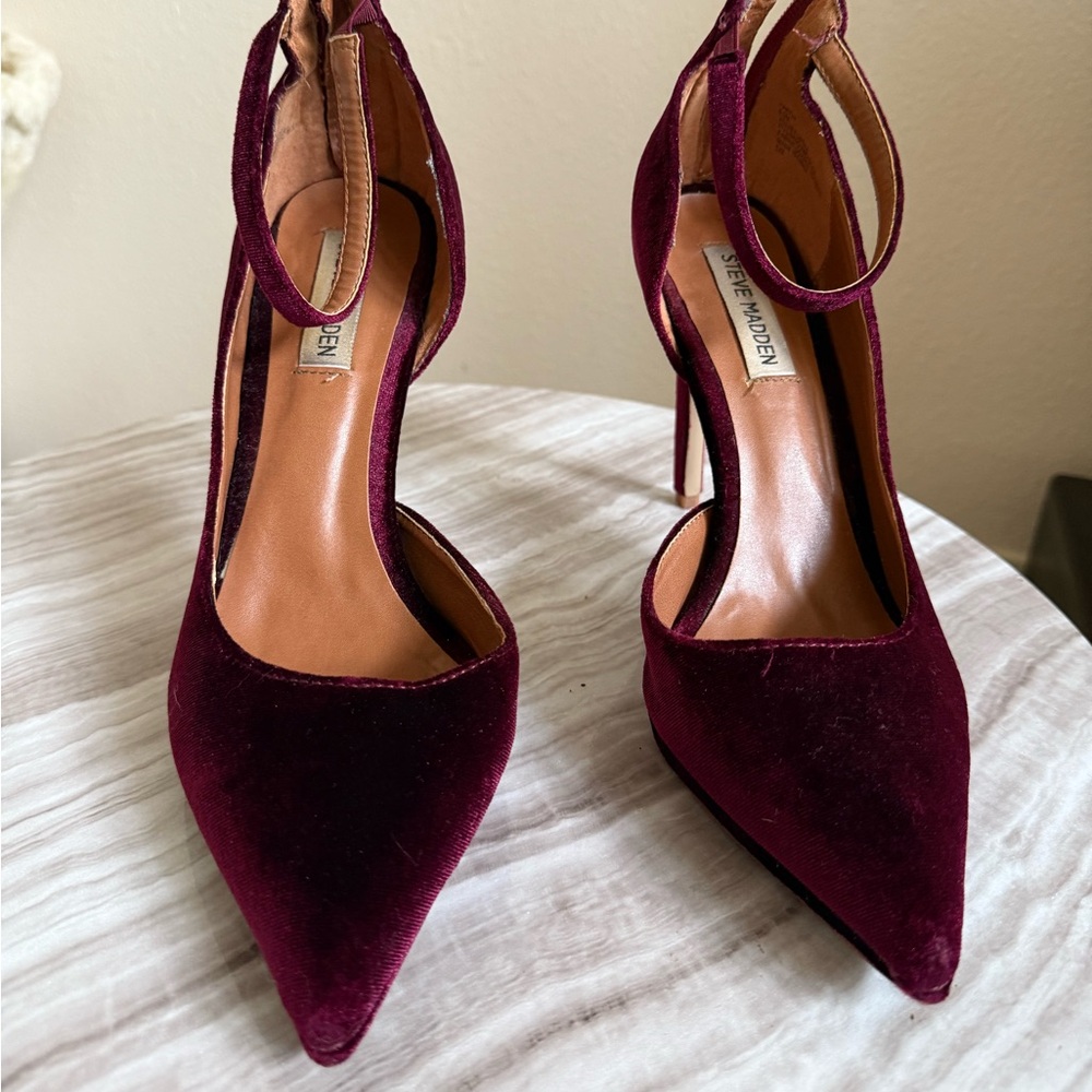 Steve Madden Deep Burgundy Velvet Heels
